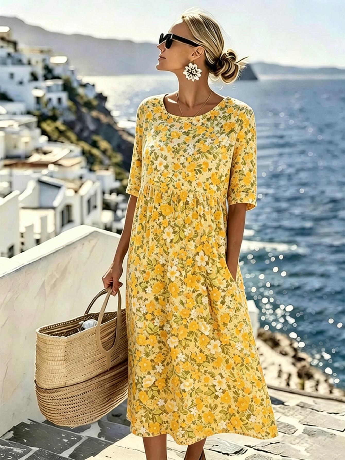 Priscilla | Abito Midi Estivo con Scollo a Cuore