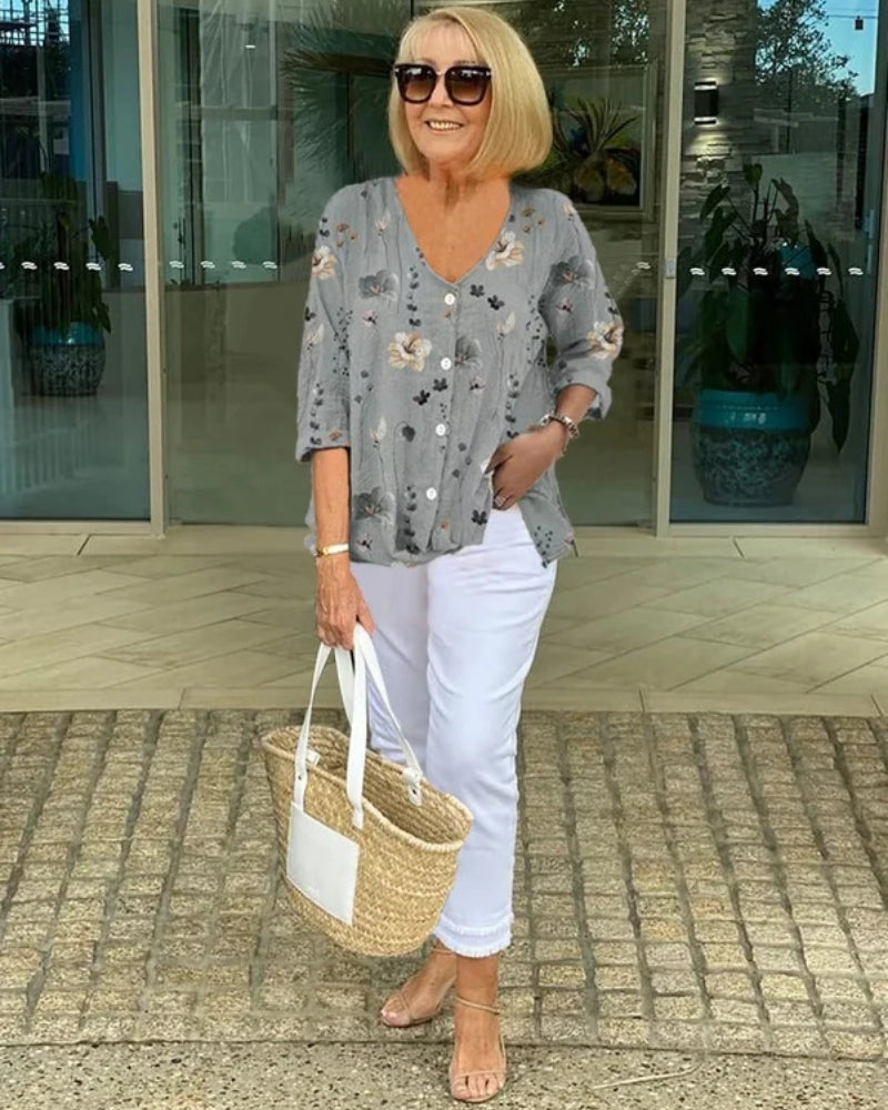 Rebecca | Top Leggero con Motivo Floreale
