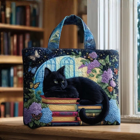 Rosa | Borsa Artigianale Gatto Nero sui Libri