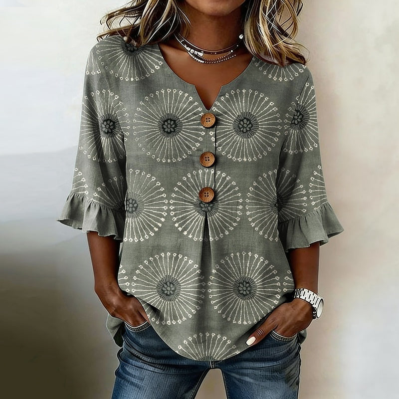 Carmela | Blusa Vintage Casual con Stampa