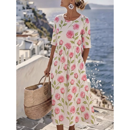 Noelia | Elegante Abito Midi Floreale Estivo