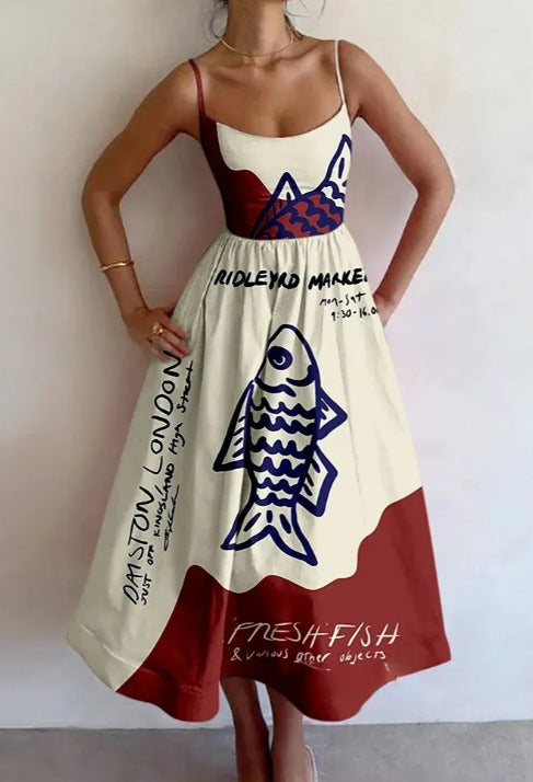 Giuseppina | Abito Midi Schizzi sul Mare