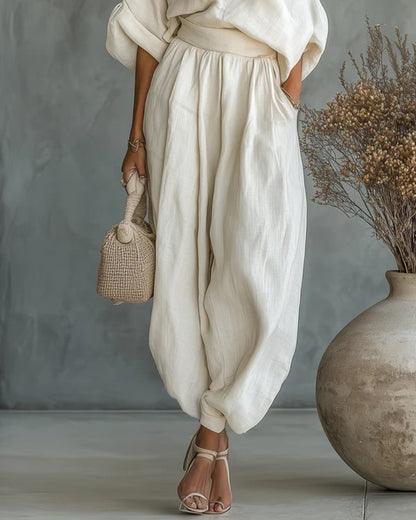 Sara | Completo Elegante con Top Bardot e Pantaloni Affusolati