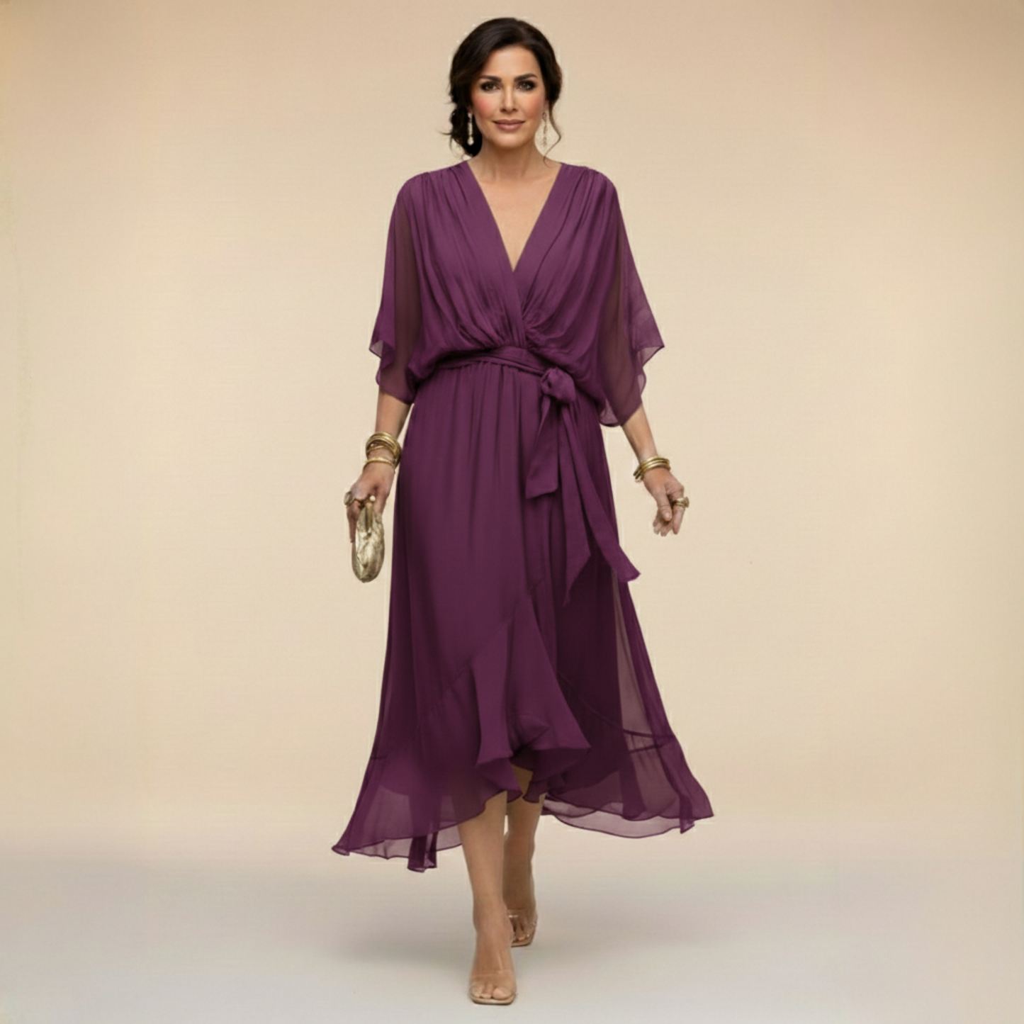 Carmela | Abito Midi Elegante con Scollo a V