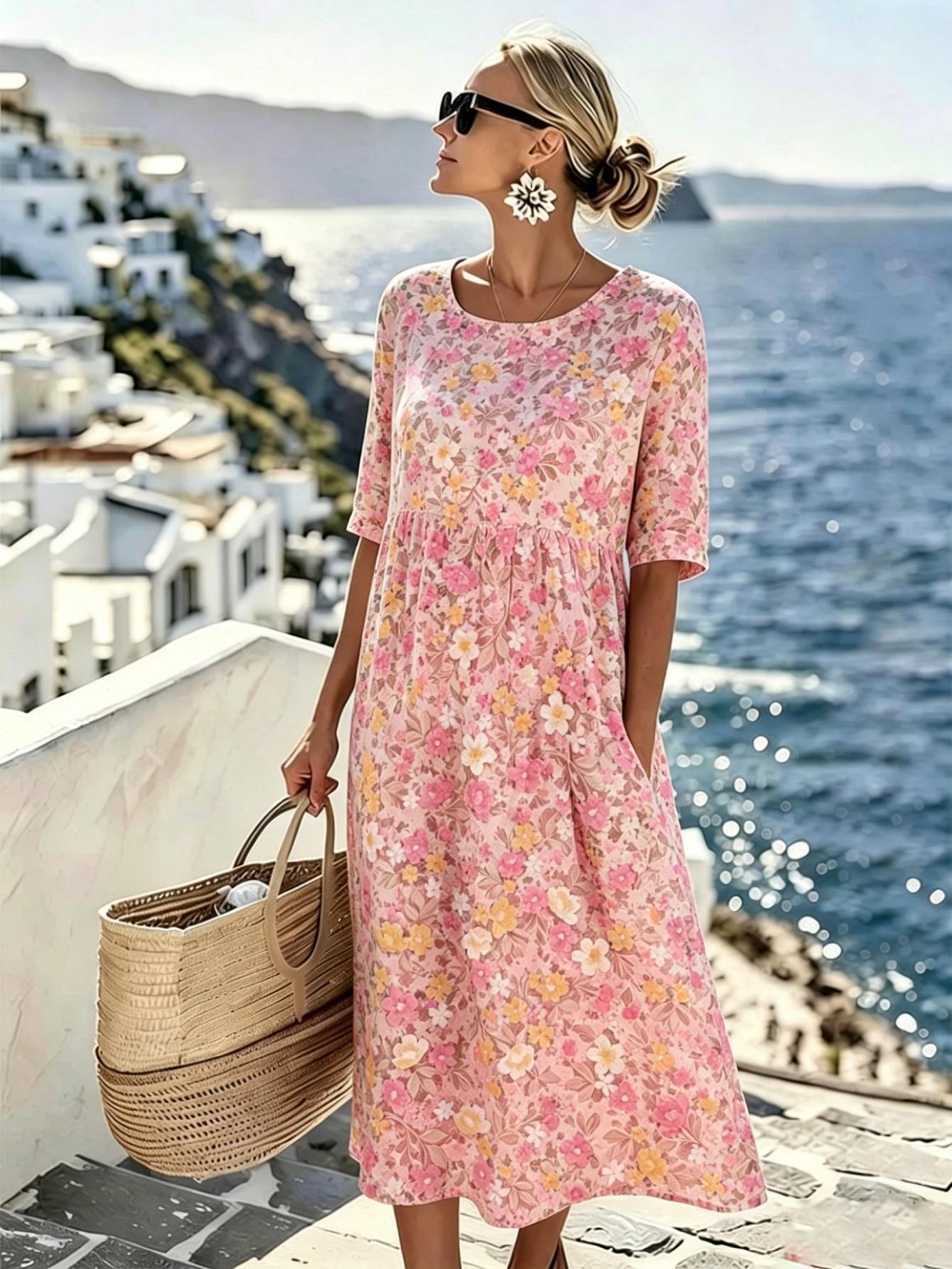 Cristiana | Abito Midi Prato di Fiori Selvatici