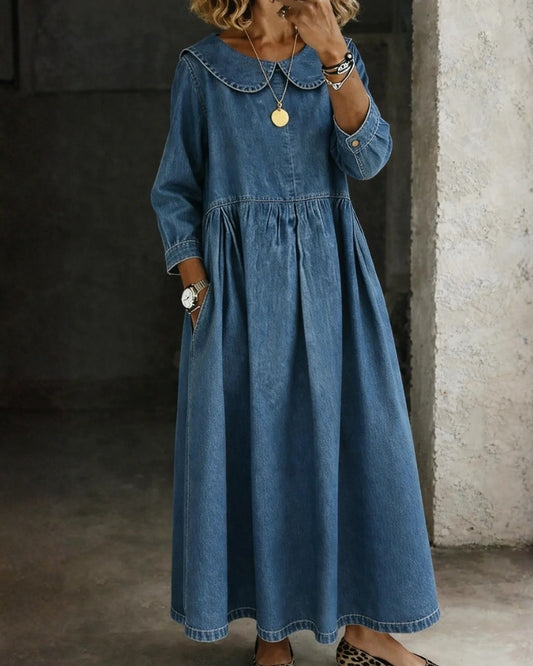 Eleonora | Abito in Denim con Colletto Peter Pan