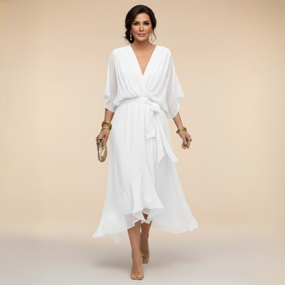 Carmela | Abito Midi Elegante con Scollo a V