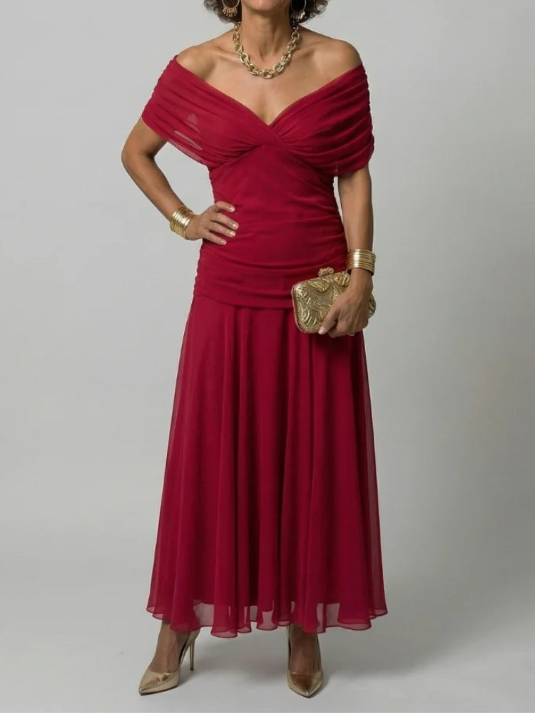 Rebecca | Abito Midi Fluido con Spalle Scoperte