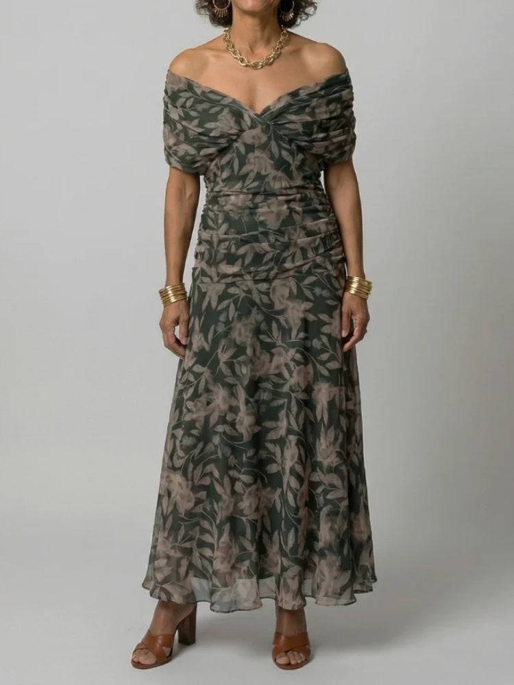 Rebecca | Abito Midi Fluido con Spalle Scoperte