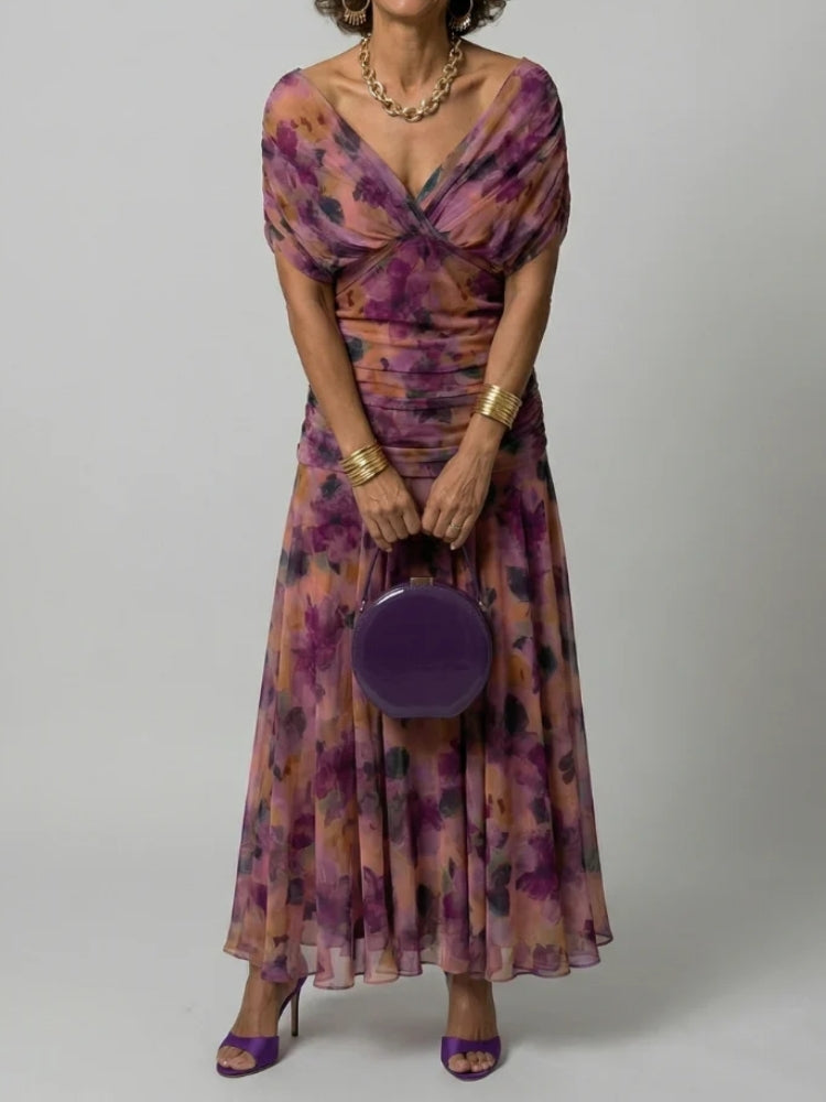 Rebecca | Abito Midi Fluido con Spalle Scoperte