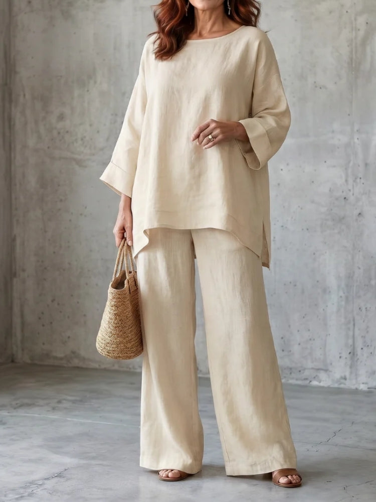 Romina | Tunica Oversize con Pantaloni a Gamba Larga