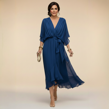 Carmela | Abito Midi Elegante con Scollo a V