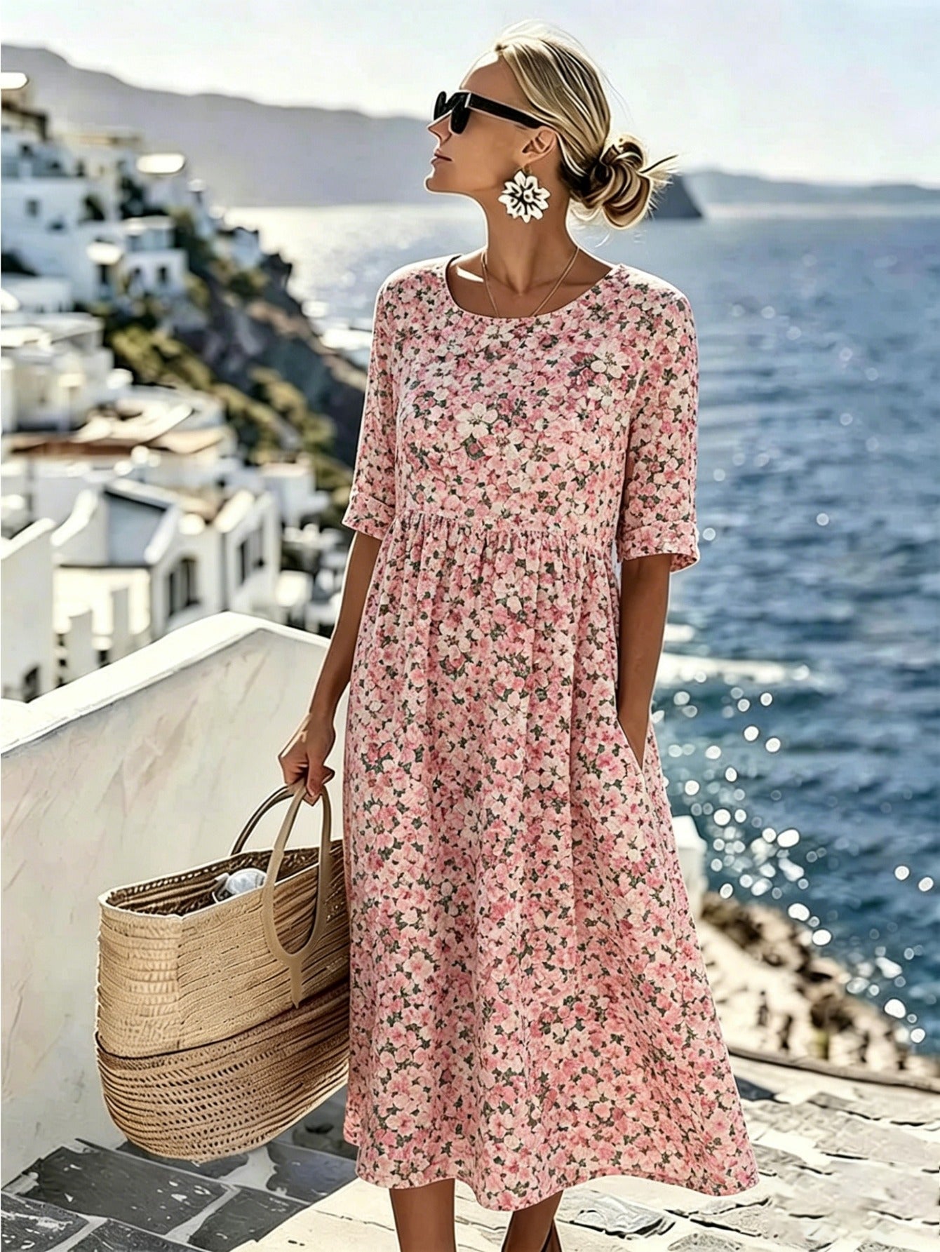 Rebecca | Elegante Abito Midi Floreale Estivo