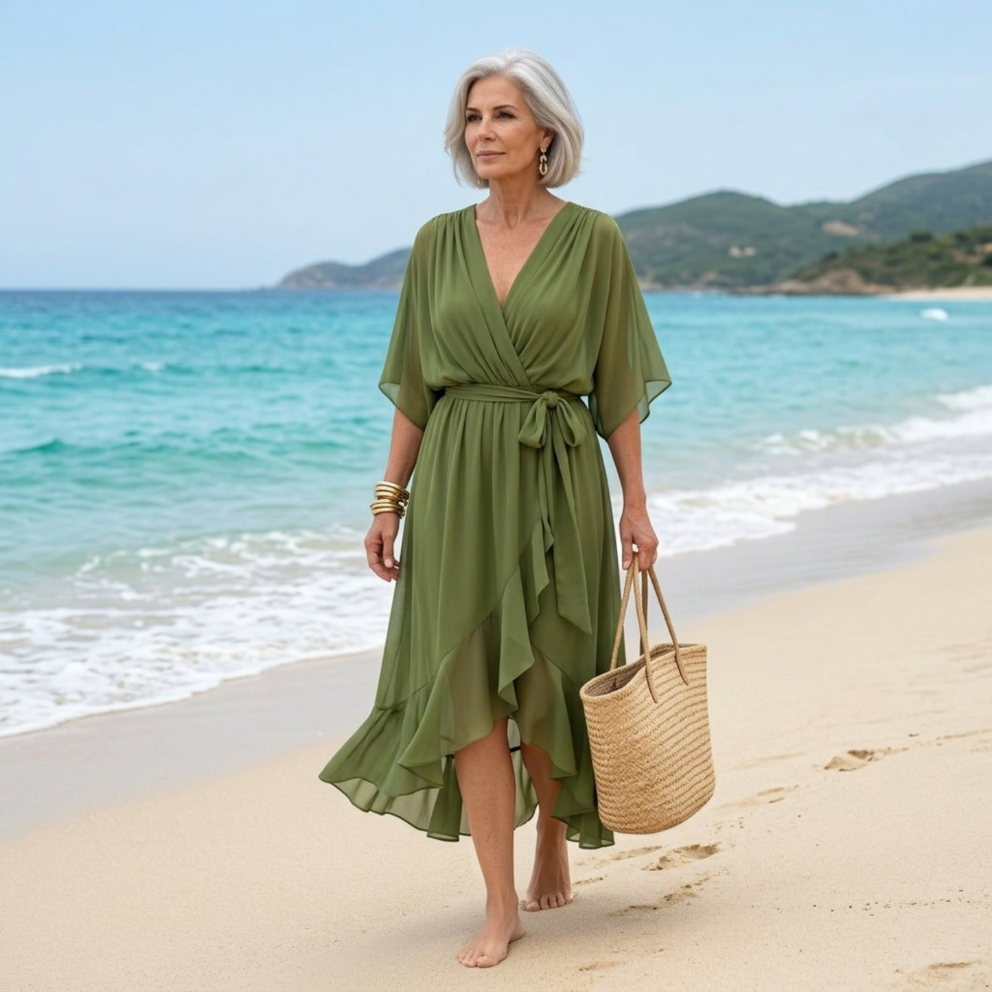 Carmela | Abito Midi Elegante con Scollo a V