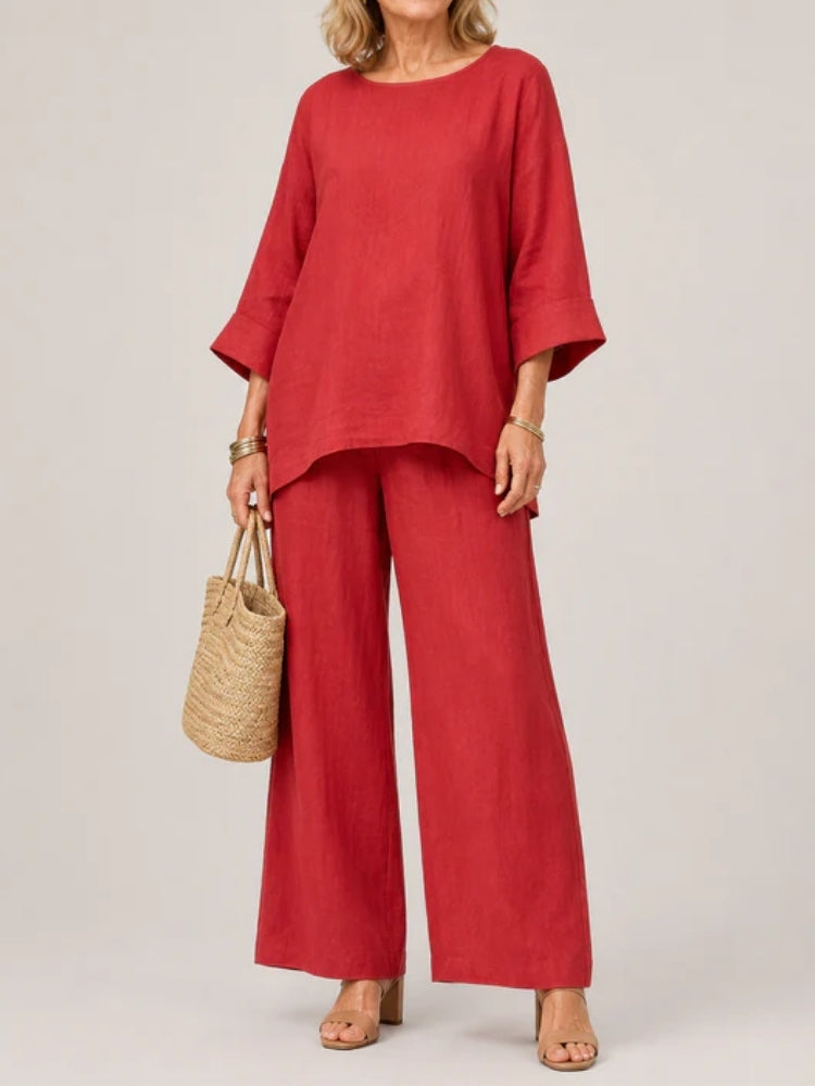 Romina | Tunica Oversize con Pantaloni a Gamba Larga