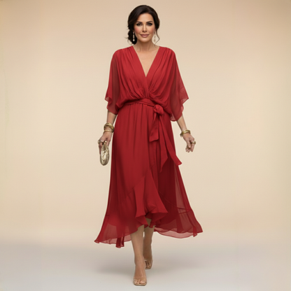 Carmela | Abito Midi Elegante con Scollo a V