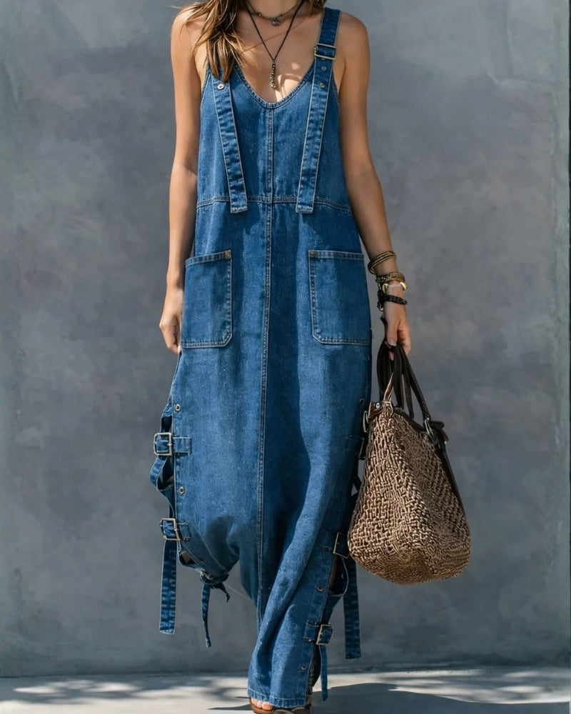 Luciana | Tuta in Denim con Vita Elasticizzata
