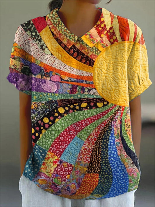 Irene | Camicia con Motivo Patchwork Sole