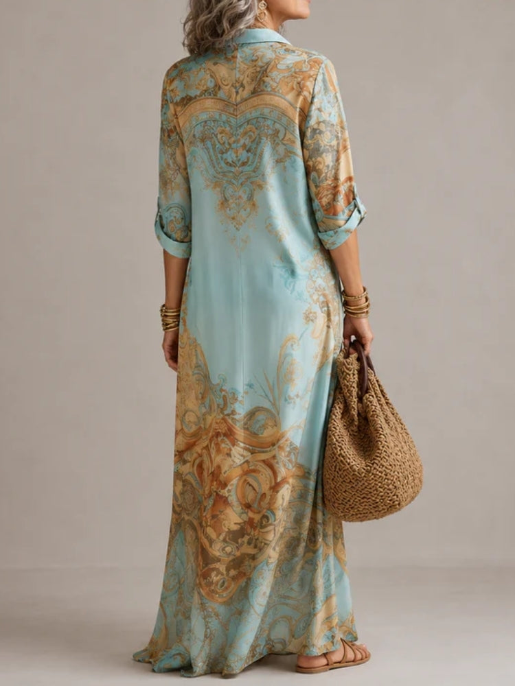 Mariangela | Abito Maxi Elegante con Stampa Raffinata