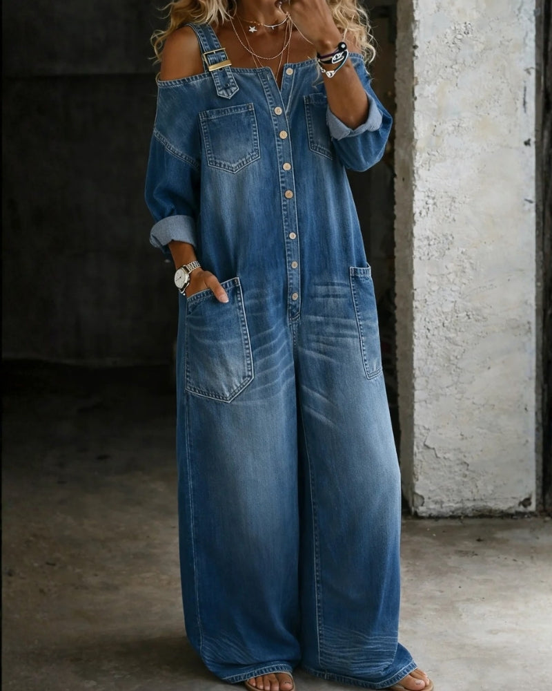 Veronica | Tuta in Denim con Spalle Scoperte