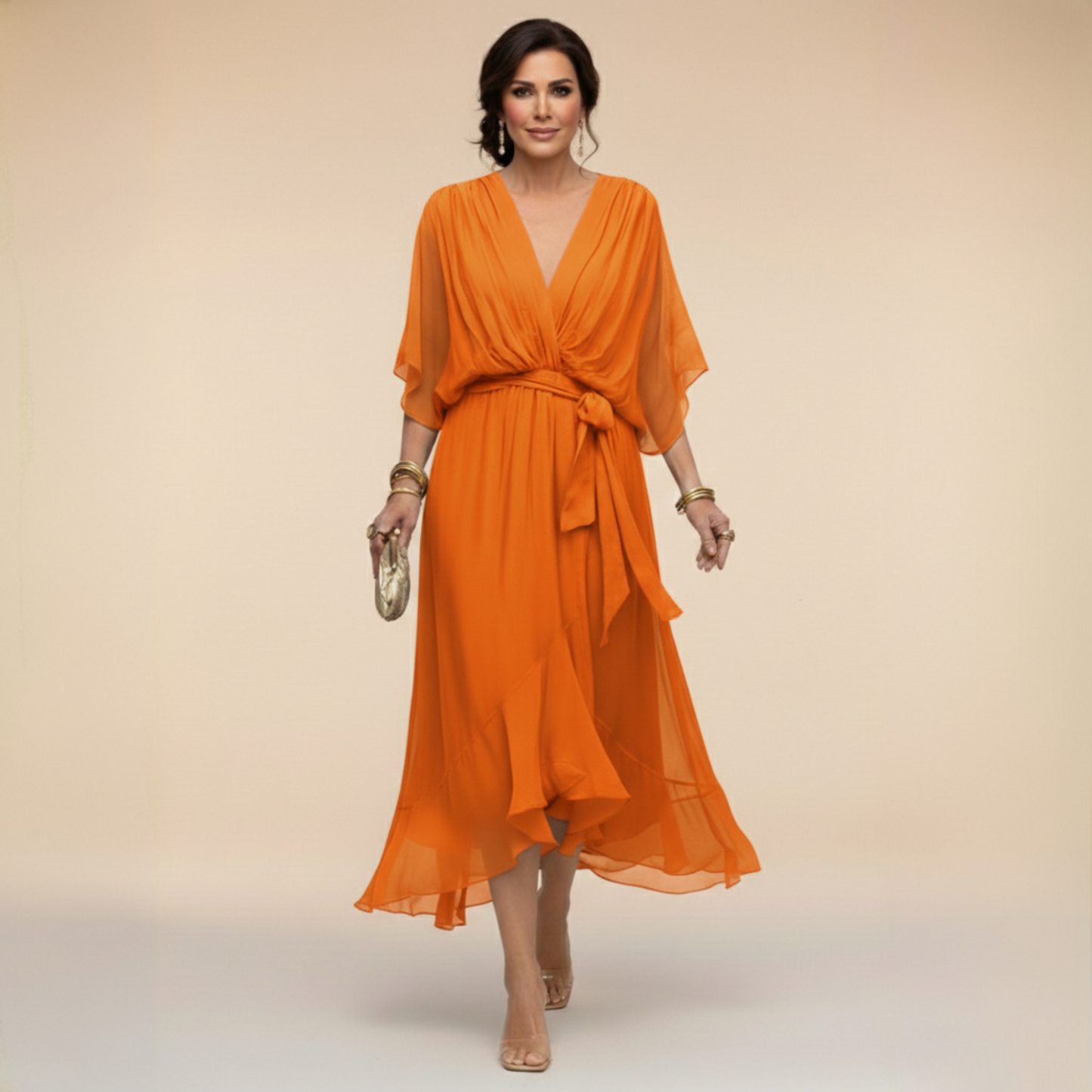Carmela | Abito Midi Elegante con Scollo a V