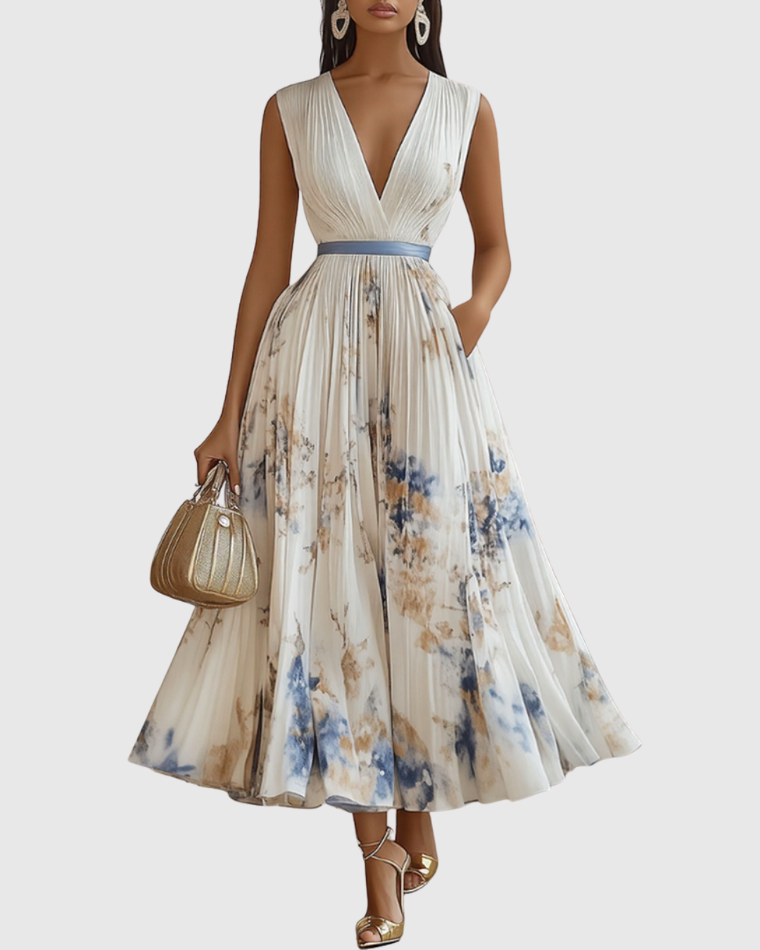 Donatella | Abito Maxi Elegante Plissettato