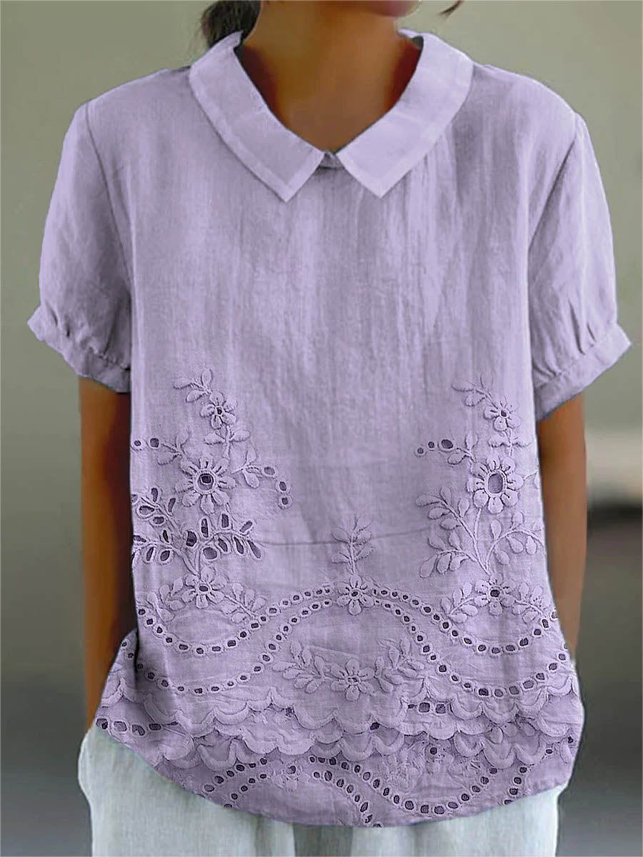 Matilde | Camicia con Motivo Floreale Ricamato