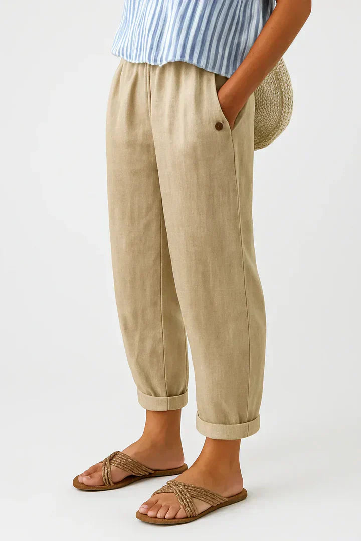 Vittoria | Pantaloni Classici Effetto Lino