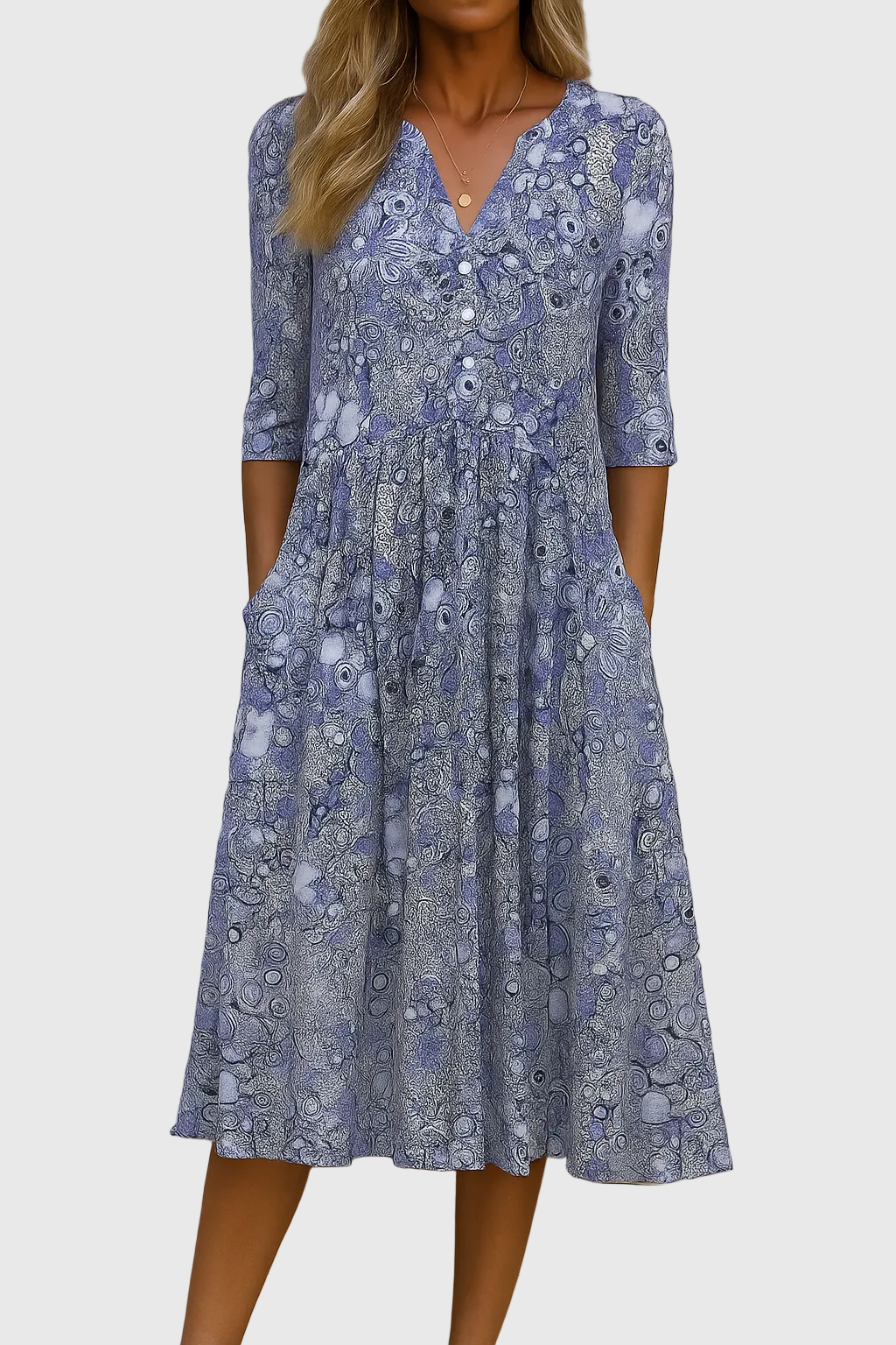 Fiorella | Abito Midi Elegante con Scollo a V