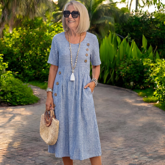 Silvia | Abito Midi a Righe