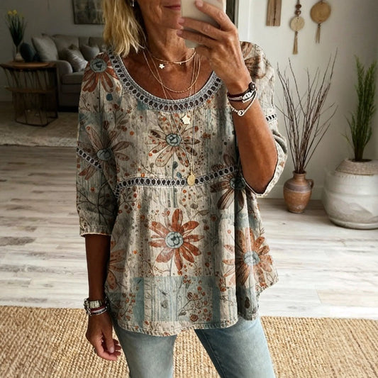 Fiorella | Blusa Vintage con Fantasia Floreale