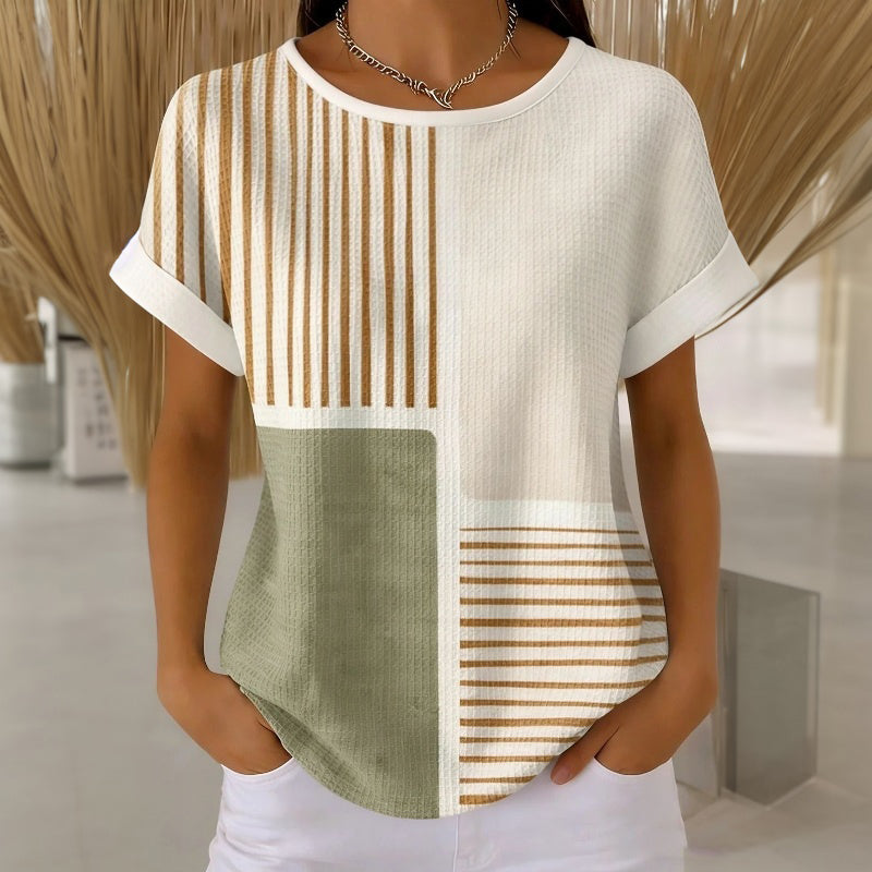 Helena | T-Shirt a Righe con Blocchi di Colore