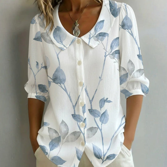 Romina | Blusa Casual con Motivo a Foglie