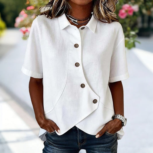 Letizia | Blusa Casual Tinta Unita con Collo a Revers