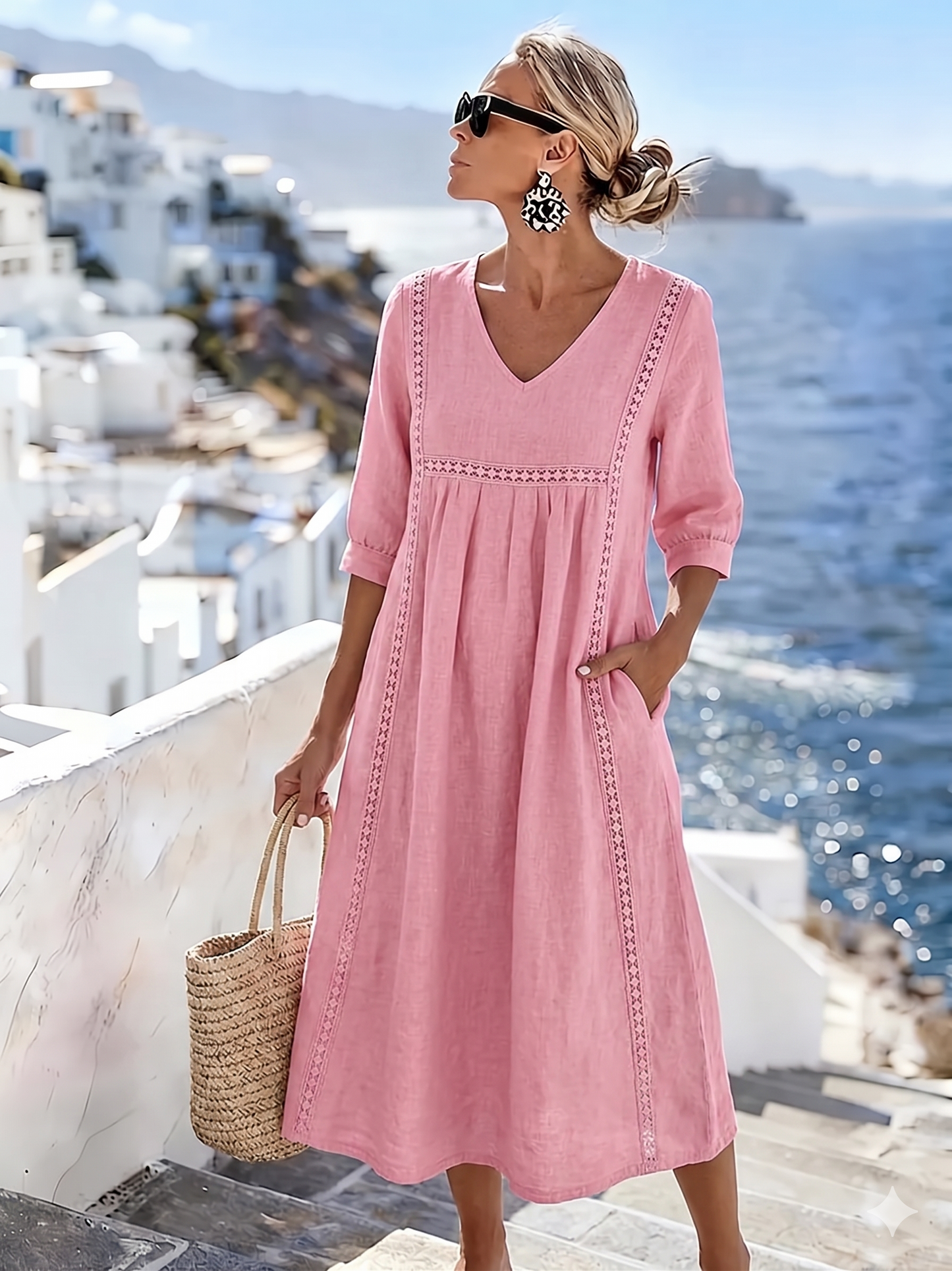 Tatiana | Abito Casual Ampio con Pizzo Patchwork