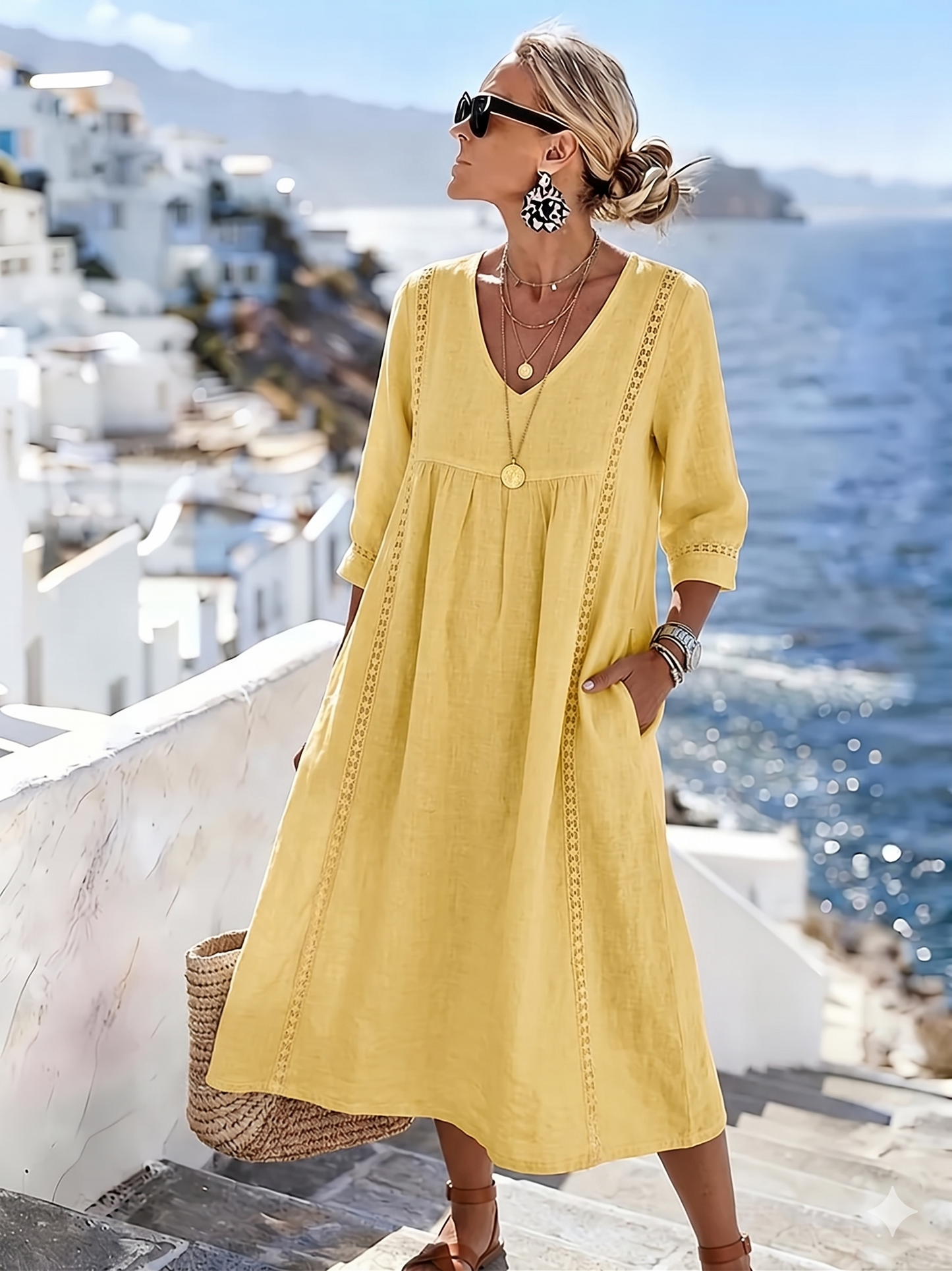 Tatiana | Abito Casual Ampio con Pizzo Patchwork