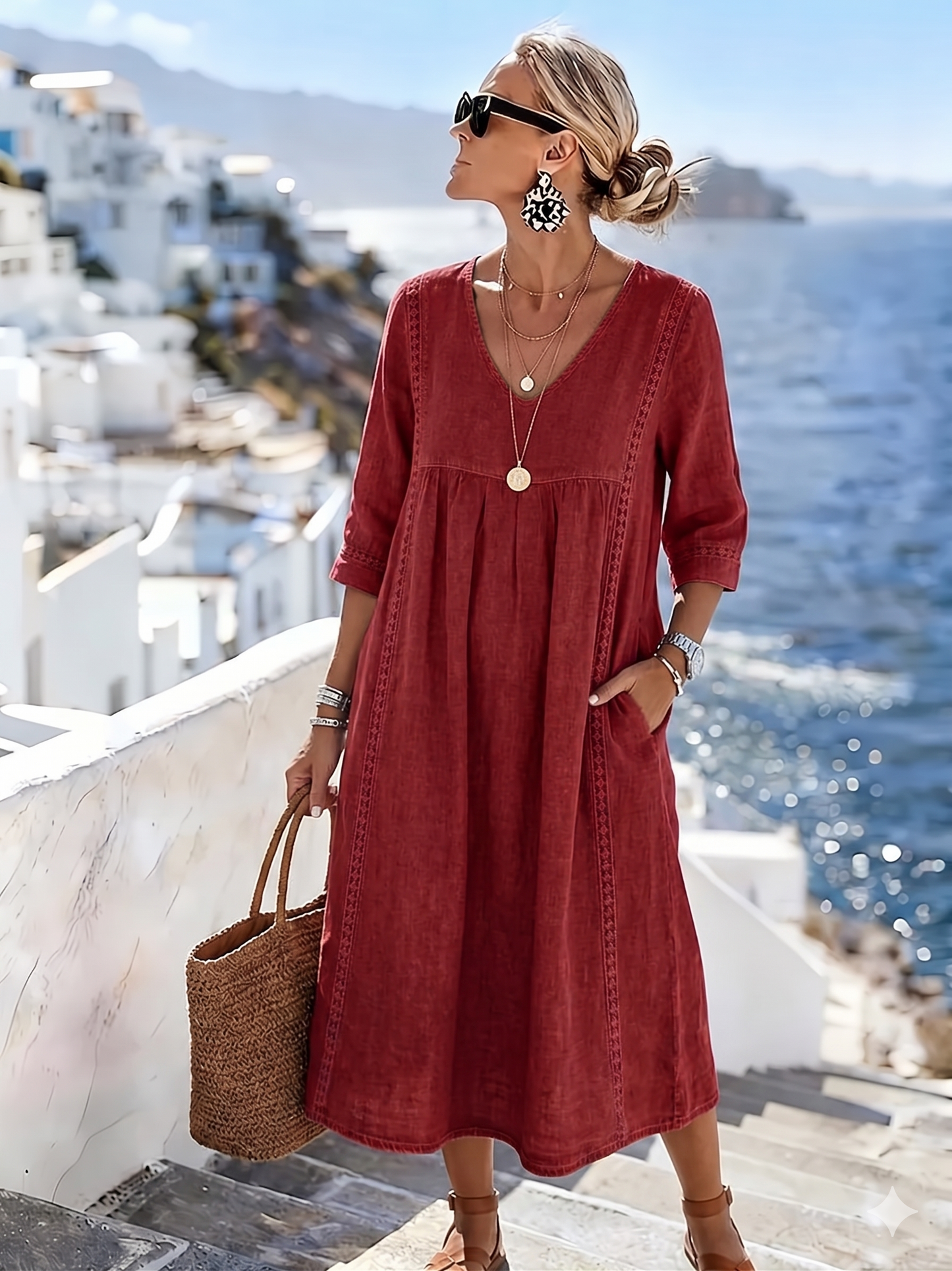 Tatiana | Abito Casual Ampio con Pizzo Patchwork