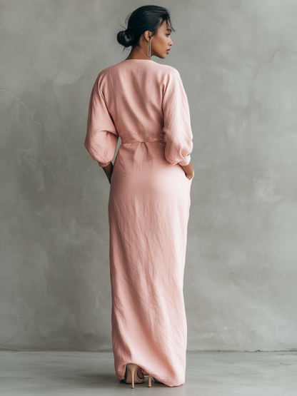 Cristina | Abito Maxi Minimalista con Scollo a V