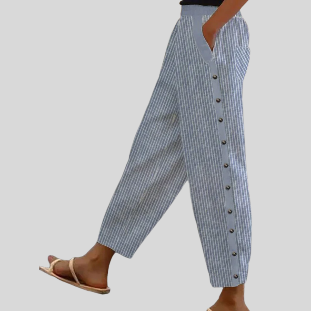 Katia | Pantaloni a Righe con Bottoni