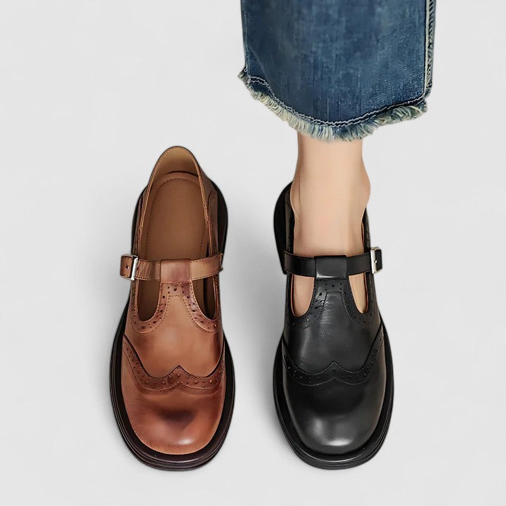 Graziella | Scarpe Mary Jane Classiche con Effetto Rilievo