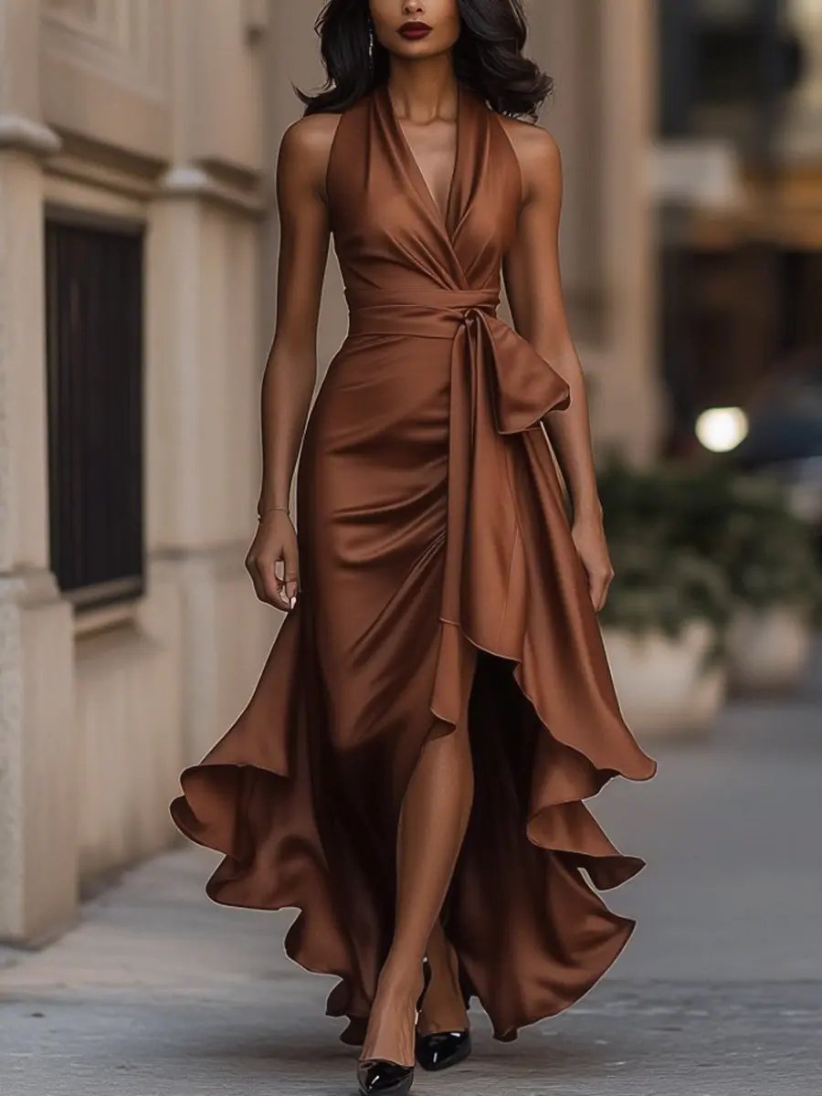 Arianna | Abito Maxi Fluido con Bottoni