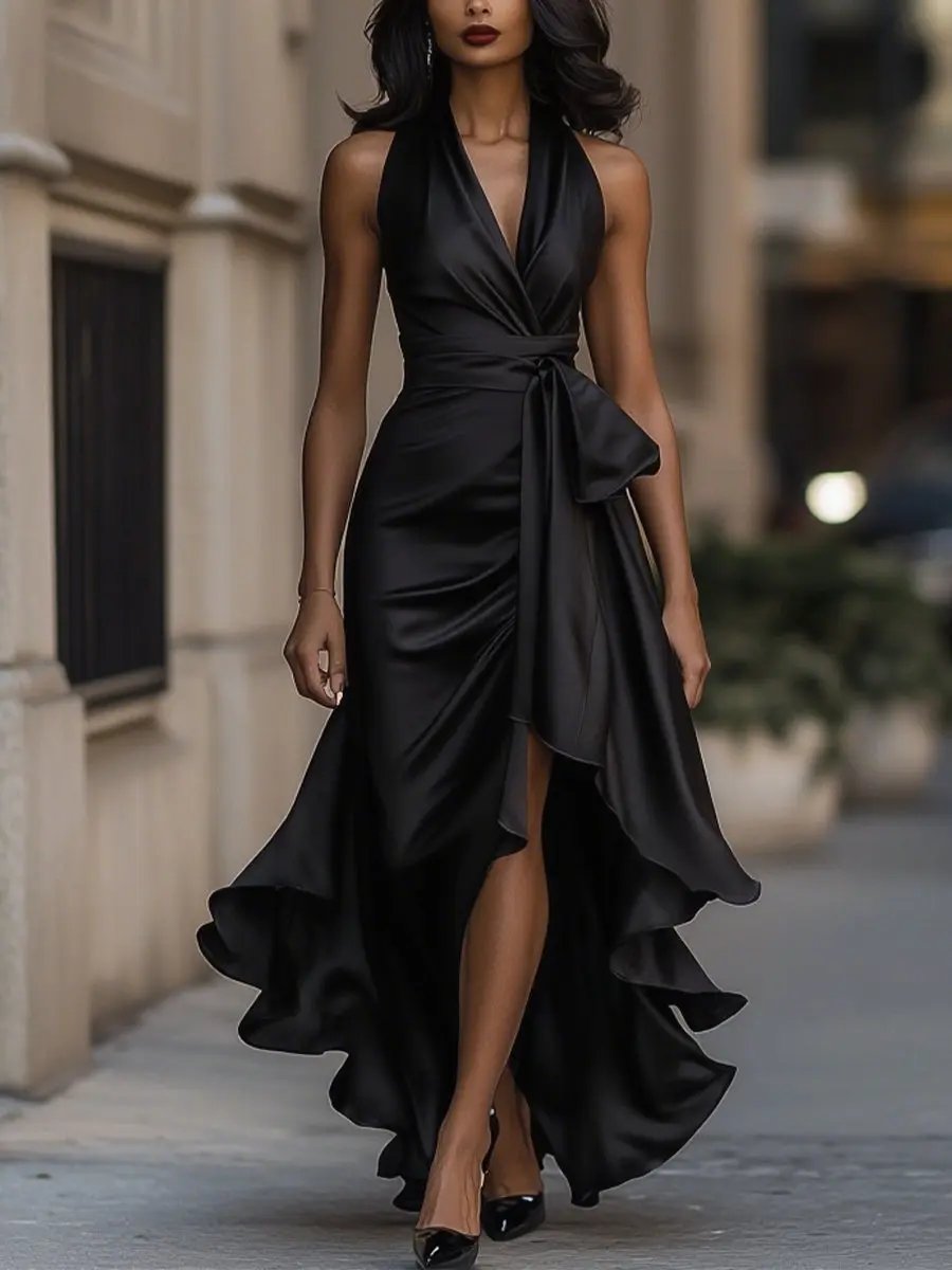 Arianna | Abito Maxi Fluido con Bottoni