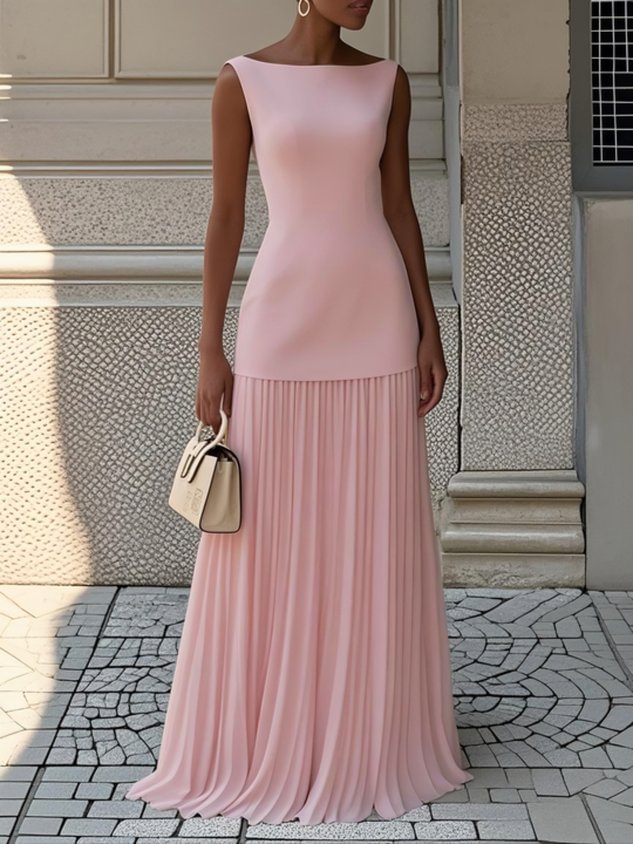 Rosa | Abito Maxi Plissettato
