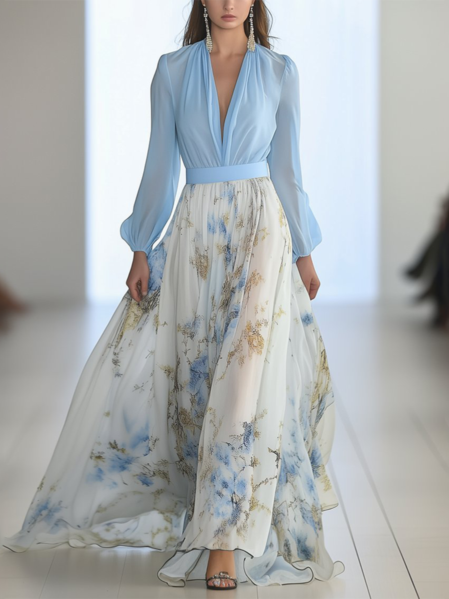 Roberta | Abito Maxi Floreale dall'Eleganza Senza Tempo