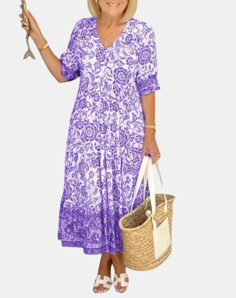 Susanna | Abito Floreale Elegante con Scollo a V