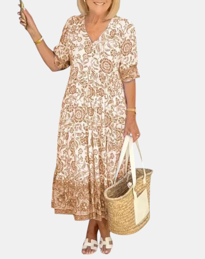 Susanna | Abito Floreale Elegante con Scollo a V