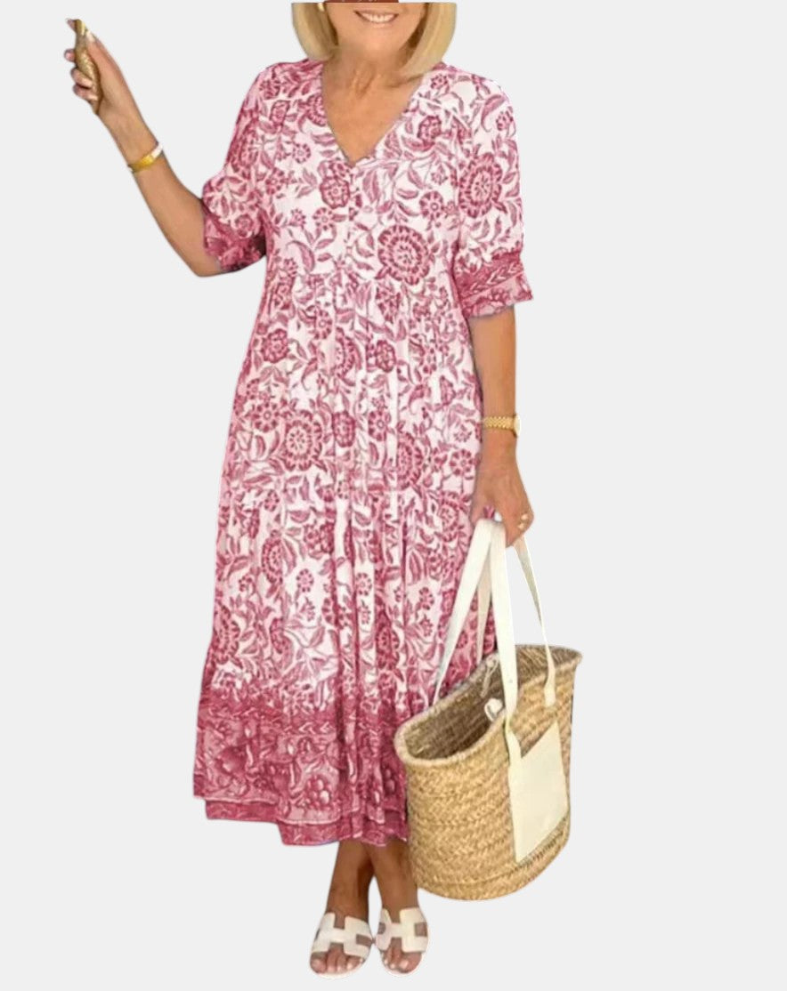 Susanna | Abito Floreale Elegante con Scollo a V