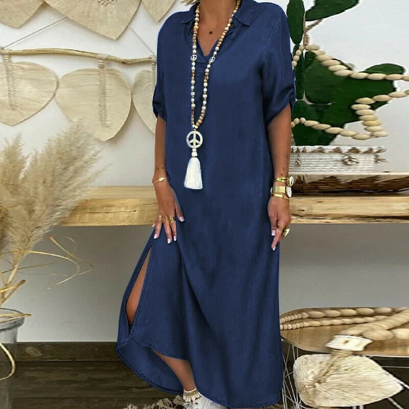Nicoletta | Abito Camicia Comodo in Denim