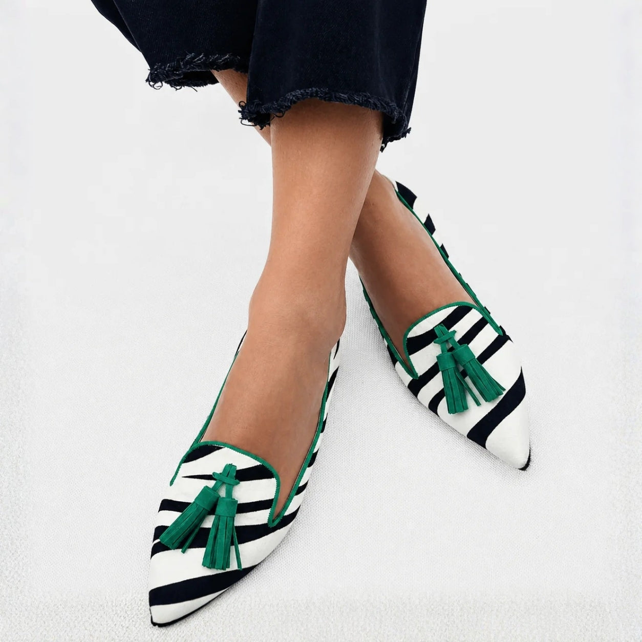 Silvia | Mocassini Verde Zebrato