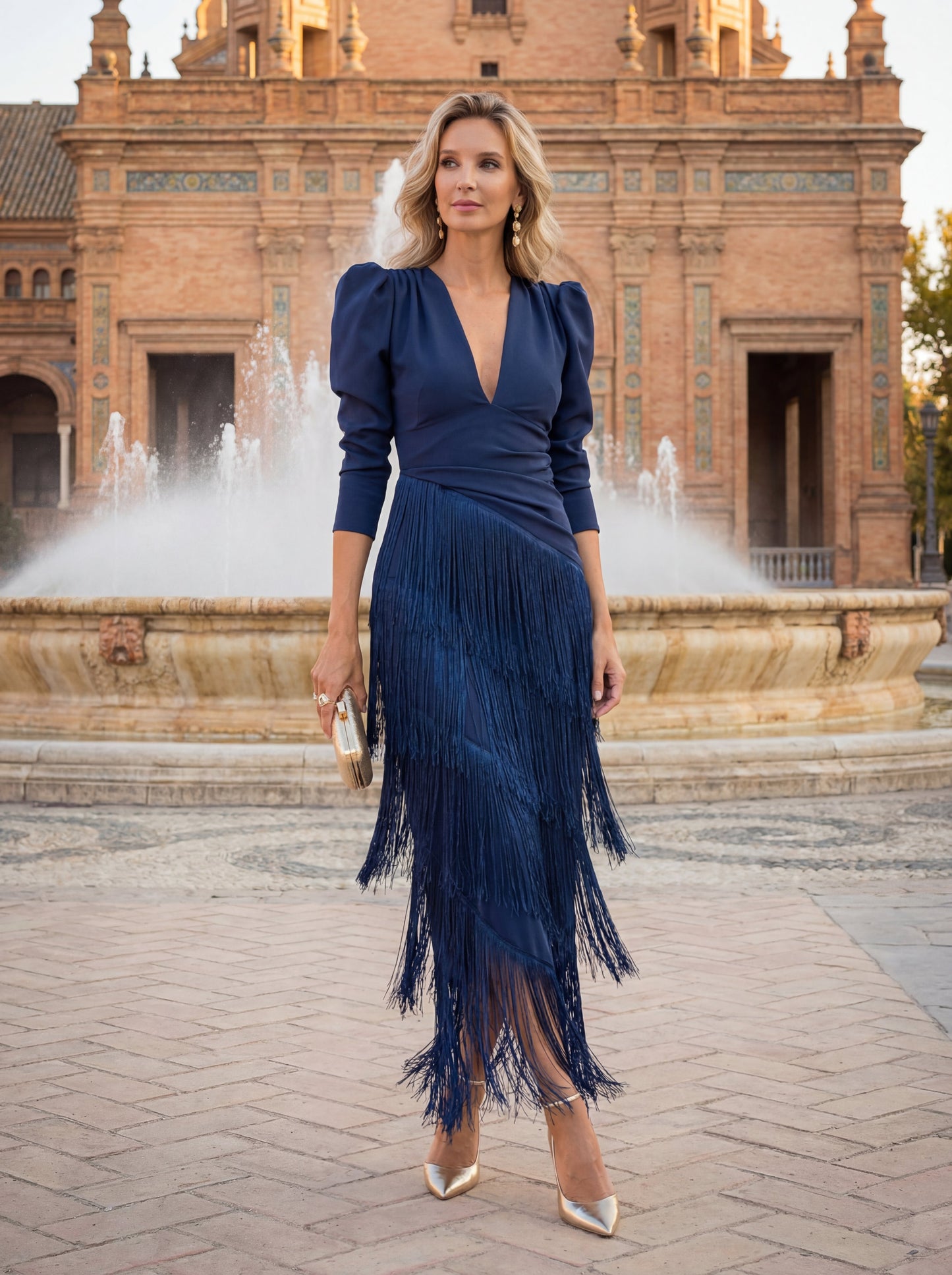 Emanuela | Abito Svasato con Frange Eleganti